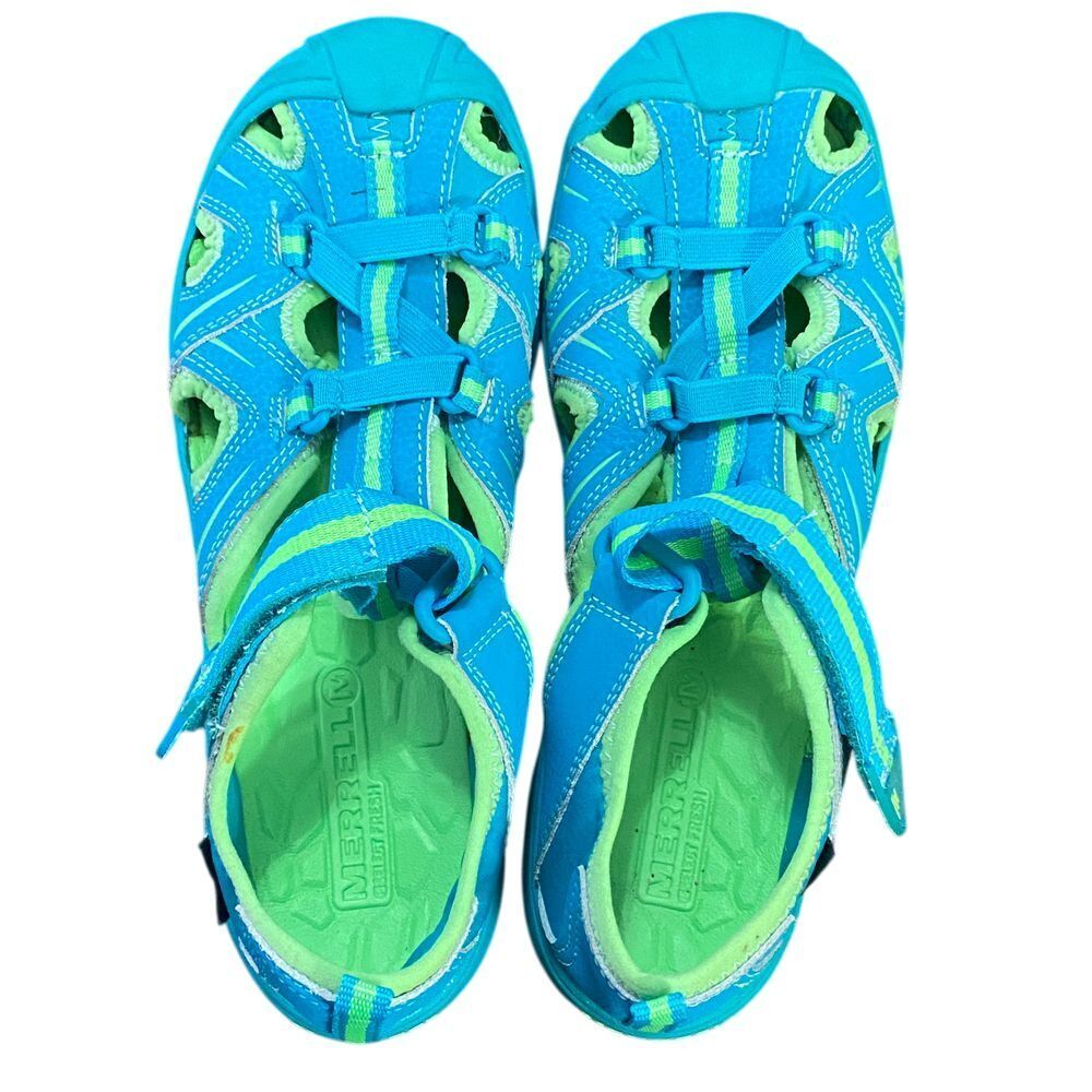 Merrell Water Sport‎ Sandal Outdoor Hiking Beach Aqua Shoes Turquoise Lime Sz 5M